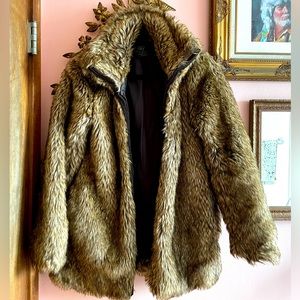 ZARA Collection faux fur coat fully lined Large